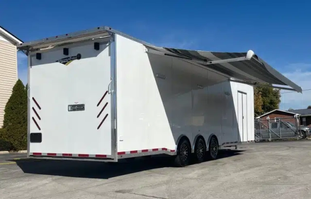 Enclosed Car Trailer 2025 34ft. w/Large Corner Bathroom, Electric Awning, Aluminum Wheels, & More! 0178 - Image 4